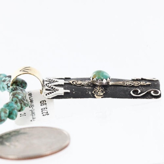 .925 Sterling Silver and 12kt Gold Filled Handmade CROSS Certified Authentic Navajo Turquoise Native American Necklace 370994193007 .925 Sterling Silver and 12kt Gold Filled Handmade CROSS Certified Authentic Navajo Turquoise Native American Necklace 370994193007