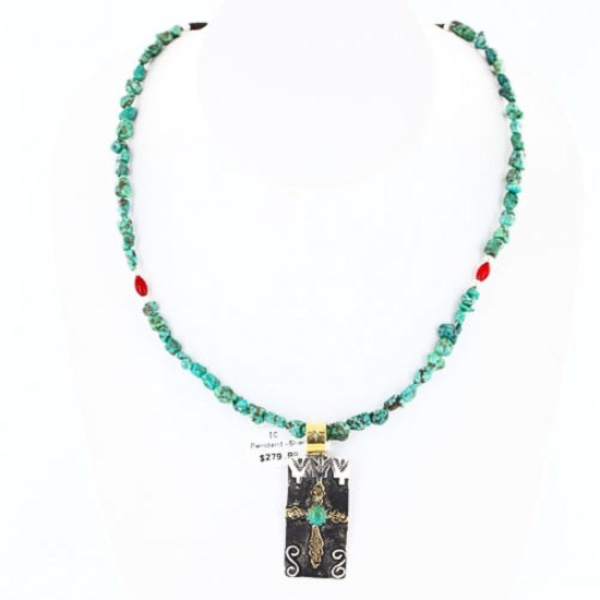 .925 Sterling Silver and 12kt Gold Filled Handmade CROSS Certified Authentic Navajo Turquoise Native American Necklace 370994193007 .925 Sterling Silver and 12kt Gold Filled Handmade CROSS Certified Authentic Navajo Turquoise Native American Necklace 370994193007