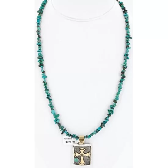 .925 Sterling Silver and 12kt Gold Filled Handmade Cross Certified Authentic Navajo Turquoise Native American Necklace 371034485514 .925 Sterling Silver and 12kt Gold Filled Handmade Cross Certified Authentic Navajo Turquoise Native American Necklace 371034485514