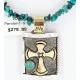 .925 Sterling Silver and 12kt Gold Filled Handmade Cross Certified Authentic Navajo Turquoise Native American Necklace 371034485514 .925 Sterling Silver and 12kt Gold Filled Handmade Cross Certified Authentic Navajo Turquoise Native American Necklace 371034485514