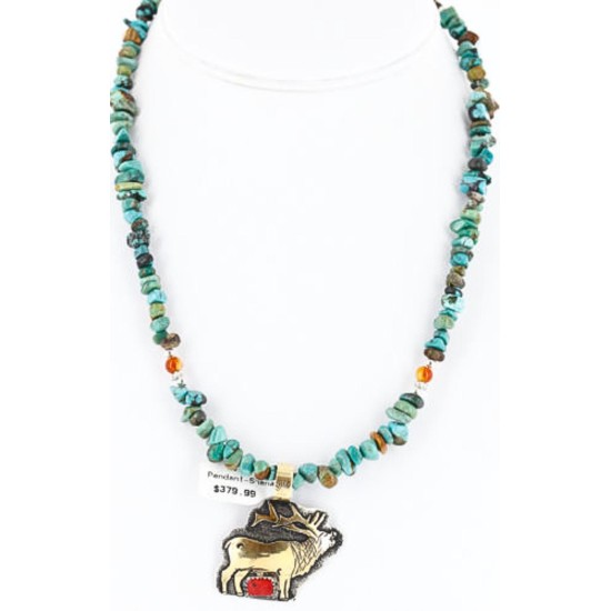 .925 Sterling Silver and 12kt Gold Filled Handmade ELK Certified Authentic Navajo CORAL and Turquoise Native American Necklace 390829370064 .925 Sterling Silver and 12kt Gold Filled Handmade ELK Certified Authentic Navajo CORAL and Turquoise Native American Necklace 390829370064