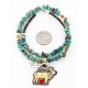 .925 Sterling Silver and 12kt Gold Filled Handmade ELK Certified Authentic Navajo CORAL and Turquoise Native American Necklace 390829370064