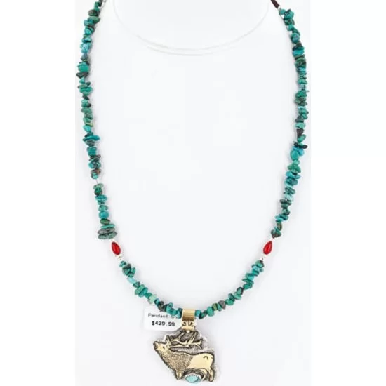.925 Sterling Silver and 12kt Gold Filled Handmade ELK Certified Authentic Navajo Turquoise Native American Necklace 390816870628 .925 Sterling Silver and 12kt Gold Filled Handmade ELK Certified Authentic Navajo Turquoise Native American Necklace 390816870628