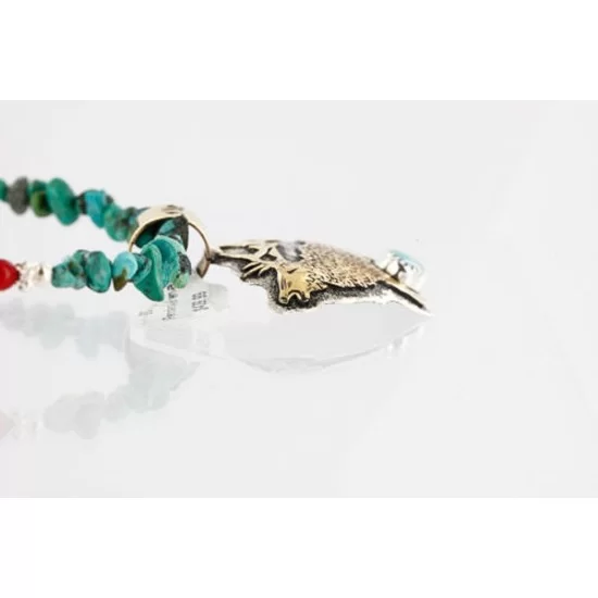 .925 Sterling Silver and 12kt Gold Filled Handmade ELK Certified Authentic Navajo Turquoise Native American Necklace 390816870628 .925 Sterling Silver and 12kt Gold Filled Handmade ELK Certified Authentic Navajo Turquoise Native American Necklace 390816870628