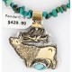 .925 Sterling Silver and 12kt Gold Filled Handmade ELK Certified Authentic Navajo Turquoise Native American Necklace 390816870628