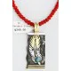 .925 Sterling Silver and 12kt Gold Filled HANDMADE Feather Certified Authentic Navajo Turquoise and Coral Native American Necklace 371102900292