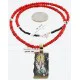 .925 Sterling Silver and 12kt Gold Filled HANDMADE Feather Certified Authentic Navajo Turquoise and Coral Native American Necklace 371102900292