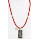 .925 Sterling Silver and 12kt Gold Filled HANDMADE Feather Certified Authentic Navajo Turquoise and Coral Native American Necklace 371102900292