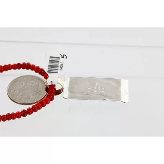 .925 Sterling Silver and 12kt Gold Filled HANDMADE Feather Certified Authentic Navajo Turquoise and Coral Native American Necklace 371102900292