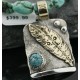 .925 Sterling Silver and 12kt Gold Filled Handmade Feather Certified Authentic Navajo Turquoise Native American Necklace 370973118733