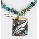 .925 Sterling Silver and 12kt Gold Filled HANDMADE Feather Certified Authentic Navajo Turquoise Native American Necklace 371105250224