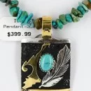 .925 Sterling Silver and 12kt Gold Filled Handmade Feather Certified Authentic Navajo Turquoise Native American Necklace 390839412228