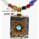 .925 Sterling Silver and 12kt Gold Filled Handmade FLOWER Certified Authentic Navajo MULTI COLOR Stones Native American Necklace 371006732348