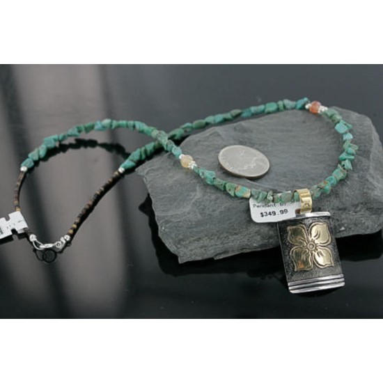 .925 Sterling Silver and 12kt Gold Filled Handmade FLOWER Certified Authentic Navajo Native American Necklace 370924167930 .925 Sterling Silver and 12kt Gold Filled Handmade FLOWER Certified Authentic Navajo Native American Necklace 370924167930