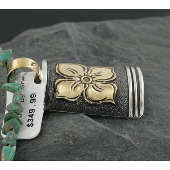 .925 Sterling Silver and 12kt Gold Filled Handmade FLOWER Certified Authentic Navajo Native American Necklace 370924167930 .925 Sterling Silver and 12kt Gold Filled Handmade FLOWER Certified Authentic Navajo Native American Necklace 370924167930