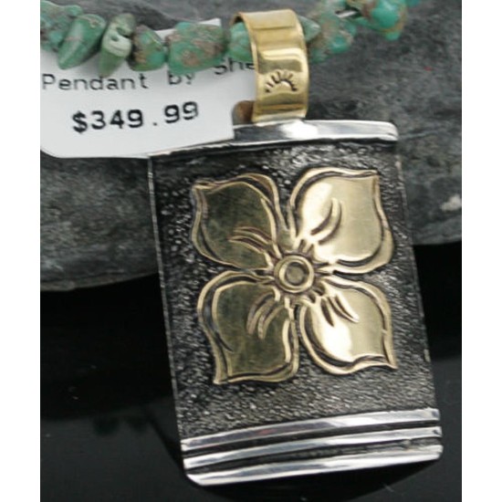.925 Sterling Silver and 12kt Gold Filled Handmade FLOWER Certified Authentic Navajo Native American Necklace 370924167930 .925 Sterling Silver and 12kt Gold Filled Handmade FLOWER Certified Authentic Navajo Native American Necklace 370924167930