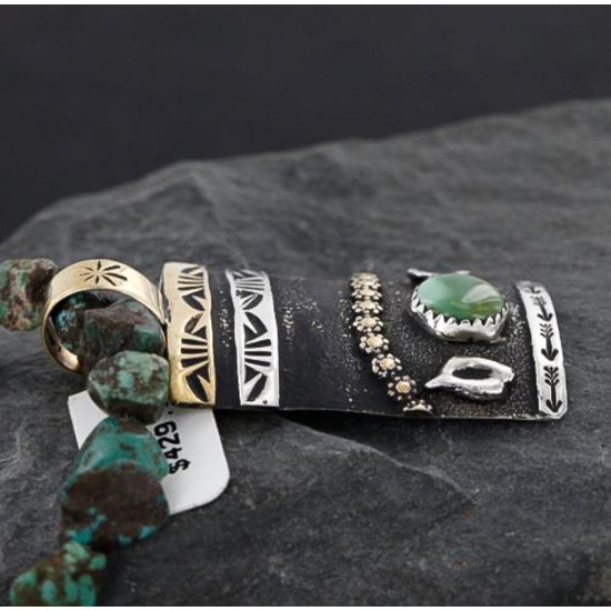 .925 Sterling Silver and 12kt Gold Filled Handmade FLOWER Certified Authentic Navajo Turquoise Native American Necklace 370976362072 .925 Sterling Silver and 12kt Gold Filled Handmade FLOWER Certified Authentic Navajo Turquoise Native American Necklace 370976362072