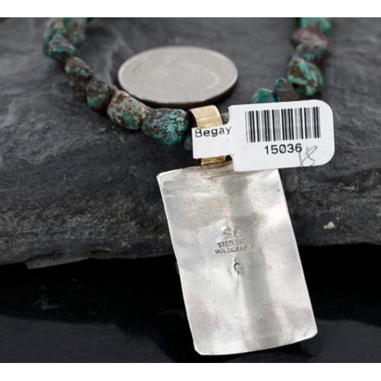 .925 Sterling Silver and 12kt Gold Filled Handmade FLOWER Certified Authentic Navajo Turquoise Native American Necklace 370976362072 .925 Sterling Silver and 12kt Gold Filled Handmade FLOWER Certified Authentic Navajo Turquoise Native American Necklace 370976362072