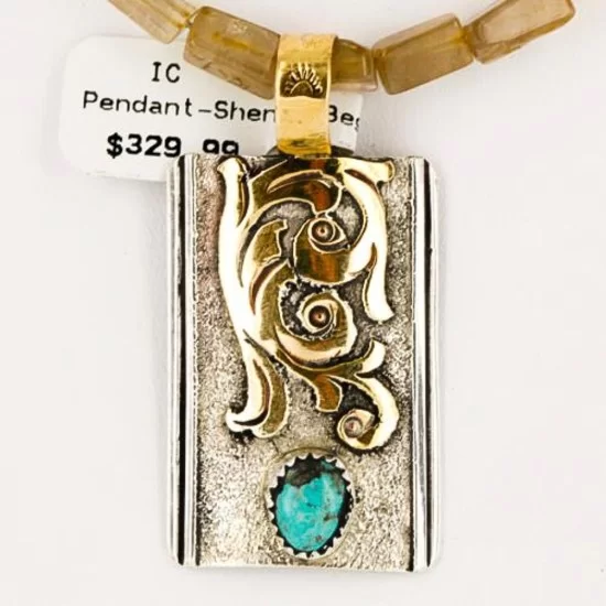 .925 Sterling Silver and 12kt Gold Filled Handmade FLOWER Certified Authentic Navajo Turquoise Native American Necklace 370977509325 .925 Sterling Silver and 12kt Gold Filled Handmade FLOWER Certified Authentic Navajo Turquoise Native American Necklace 370977509325