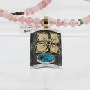 .925 Sterling Silver and 12kt Gold Filled Handmade FLOWER Certified Authentic Navajo Turquoise Native American Necklace 370991414971