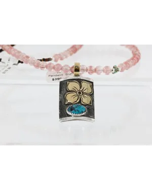 .925 Sterling Silver and 12kt Gold Filled Handmade FLOWER Certified Authentic Navajo Turquoise Native American Necklace 370991414971 .925 Sterling Silver and 12kt Gold Filled Handmade FLOWER Certified Authentic Navajo Turquoise Native American Necklace 370991414971