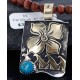 .925 Sterling Silver and 12kt Gold Filled Handmade FLOWER Certified Authentic Navajo Turquoise Native American Necklace 390744522117