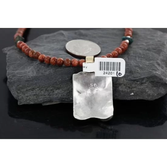.925 Sterling Silver and 12kt Gold Filled Handmade FLOWER Certified Authentic Navajo Turquoise Native American Necklace 390744522117