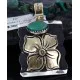.925 Sterling Silver and 12kt Gold Filled Handmade FLOWER Certified Authentic Navajo Turquoise Native American Necklace 390745000055