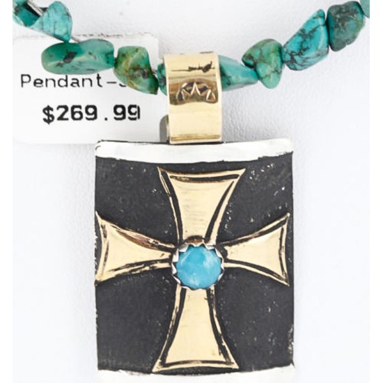 .925 Sterling Silver and 12kt Gold Filled Handmade FLOWER Certified Authentic Navajo Turquoise Native American Necklace 390775861880 .925 Sterling Silver and 12kt Gold Filled Handmade FLOWER Certified Authentic Navajo Turquoise Native American Necklace 390775861880