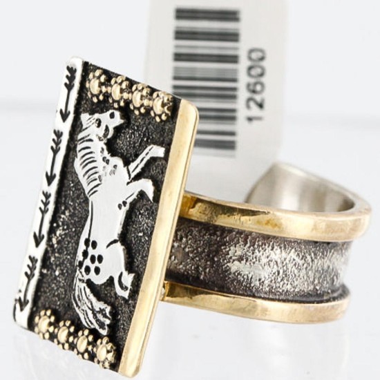 .925 Sterling Silver and 12kt Gold Filled Handmade HORSE Certified Authentic Navajo Native American Ring  371011741393 All Products 12600 371011741393 (by LomaSiiva)
