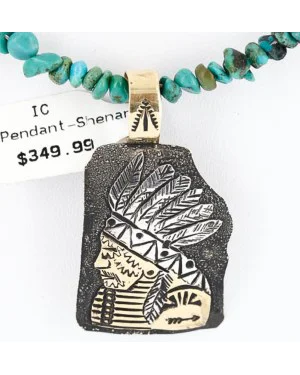 .925 Sterling Silver and 12kt Gold Filled Handmade INDIAN Certified Authentic Navajo Turquoise Native American Necklace 390824811801