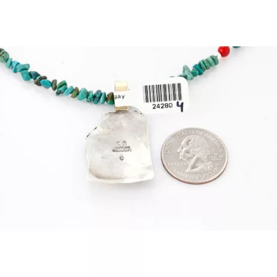 .925 Sterling Silver and 12kt Gold Filled Handmade INDIAN Certified Authentic Navajo Turquoise Native American Necklace 390824811801 .925 Sterling Silver and 12kt Gold Filled Handmade INDIAN Certified Authentic Navajo Turquoise Native American Necklace 390824811801
