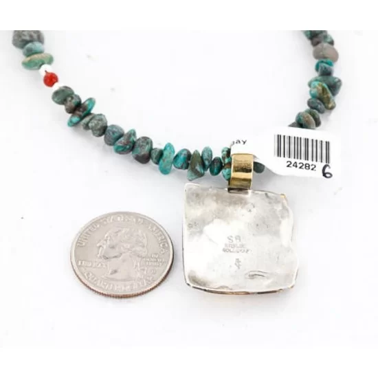 .925 Sterling Silver and 12kt Gold Filled Handmade INDIAN Certified Authentic Navajo Turquoise Native American Necklace 390840253671 .925 Sterling Silver and 12kt Gold Filled Handmade INDIAN Certified Authentic Navajo Turquoise Native American Necklace 390840253671