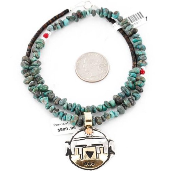 .925 Sterling Silver and 12kt Gold Filled Handmade KACHINA Certified Authentic Navajo Spiny Oyster Native American Necklace 371050081167 .925 Sterling Silver and 12kt Gold Filled Handmade KACHINA Certified Authentic Navajo Spiny Oyster Native American Necklace 371050081167