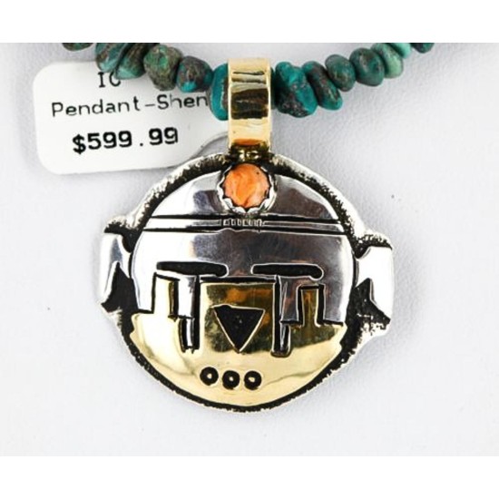 .925 Sterling Silver and 12kt Gold Filled Handmade KACHINA Certified Authentic Navajo Spiny Oyster Native American Necklace 371050081167 .925 Sterling Silver and 12kt Gold Filled Handmade KACHINA Certified Authentic Navajo Spiny Oyster Native American Necklace 371050081167