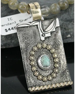 .925 Sterling Silver and 12kt Gold Filled Handmade LIFE Certified Authentic Navajo Turquoise Native American Necklace 370962617483