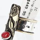 .925 Sterling Silver and 12kt Gold Filled Handmade ROSE ARROW Certified Authentic Navajo CORAL Native American Ring  371014416628