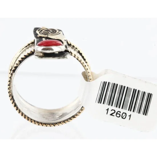 .925 Sterling Silver and 12kt Gold Filled Handmade ROSE ARROW Certified Authentic Navajo CORAL Native American Ring  371014416628