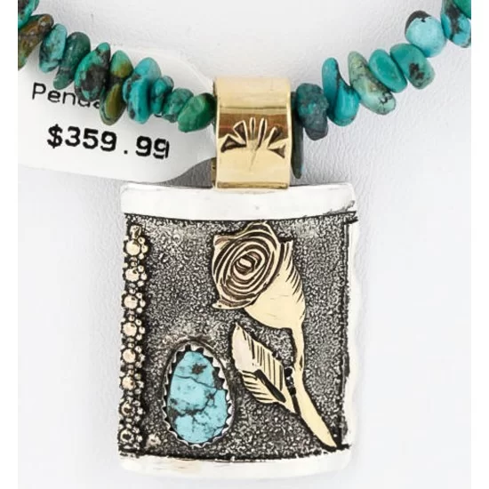 .925 Sterling Silver and 12kt Gold Filled Handmade Rose Certified Authentic Navajo Turquoise Native American Necklace 371034774078 .925 Sterling Silver and 12kt Gold Filled Handmade Rose Certified Authentic Navajo Turquoise Native American Necklace 371034774078