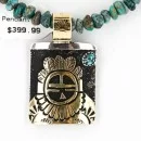 .925 Sterling Silver and 12kt Gold Filled Handmade Sun Face Certified Authentic Navajo Turquoise Native American Necklace 390839495772