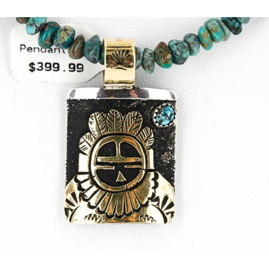 .925 Sterling Silver and 12kt Gold Filled Handmade Sun Face Certified Authentic Navajo Turquoise Native American Necklace 390839495772 .925 Sterling Silver and 12kt Gold Filled Handmade Sun Face Certified Authentic Navajo Turquoise Native American Necklace 390839495772