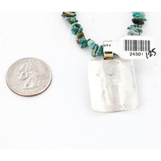 .925 Sterling Silver and 12kt Gold Filled Handmade TEEPEE Certified Authentic Navajo Turquoise Native American Necklace 390823878558 .925 Sterling Silver and 12kt Gold Filled Handmade TEEPEE Certified Authentic Navajo Turquoise Native American Necklace 390823878558