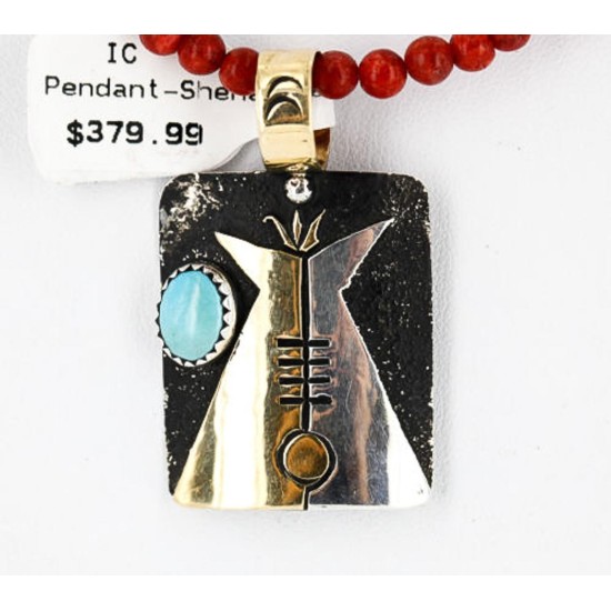 .925 Sterling Silver and 12kt Gold Filled Handmade Teepee Certified Authentic Navajo Turquoise Native American Necklace 390839560850 .925 Sterling Silver and 12kt Gold Filled Handmade Teepee Certified Authentic Navajo Turquoise Native American Necklace 390839560850