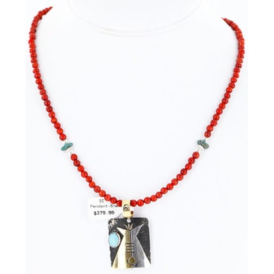 .925 Sterling Silver and 12kt Gold Filled Handmade Teepee Certified Authentic Navajo Turquoise Native American Necklace 390839560850 .925 Sterling Silver and 12kt Gold Filled Handmade Teepee Certified Authentic Navajo Turquoise Native American Necklace 390839560850
