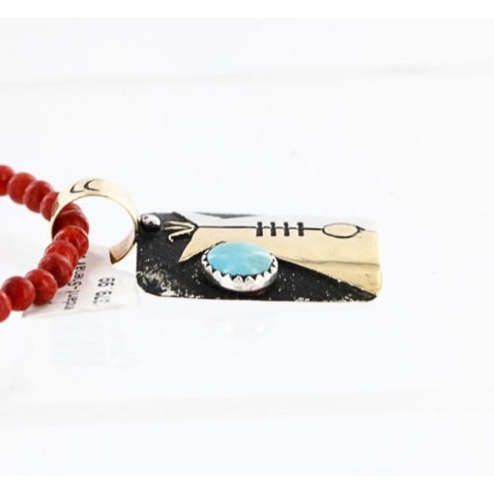 .925 Sterling Silver and 12kt Gold Filled Handmade Teepee Certified Authentic Navajo Turquoise Native American Necklace 390839560850 .925 Sterling Silver and 12kt Gold Filled Handmade Teepee Certified Authentic Navajo Turquoise Native American Necklace 390839560850