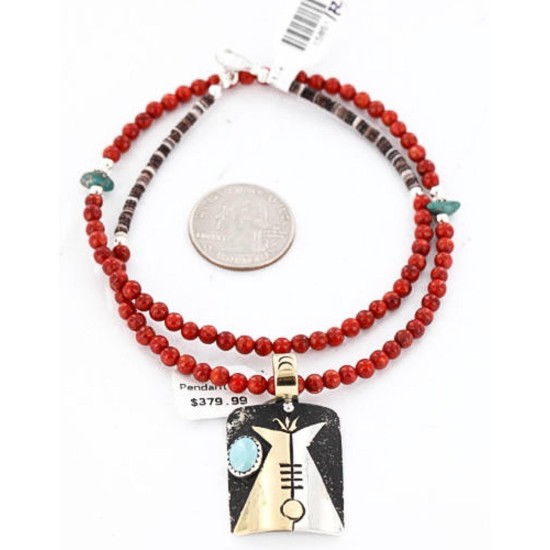 .925 Sterling Silver and 12kt Gold Filled Handmade Teepee Certified Authentic Navajo Turquoise Native American Necklace 390839560850 .925 Sterling Silver and 12kt Gold Filled Handmade Teepee Certified Authentic Navajo Turquoise Native American Necklace 390839560850