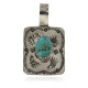 .925 Sterling Silver Bear Paw Handmade Certified Authentic Navajo Natural Turquoise Native American Nickel Pendant 13129