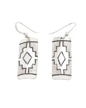 .925 Sterling Silver Certified Authentic Handmade Navajo Native American Earrings 18312