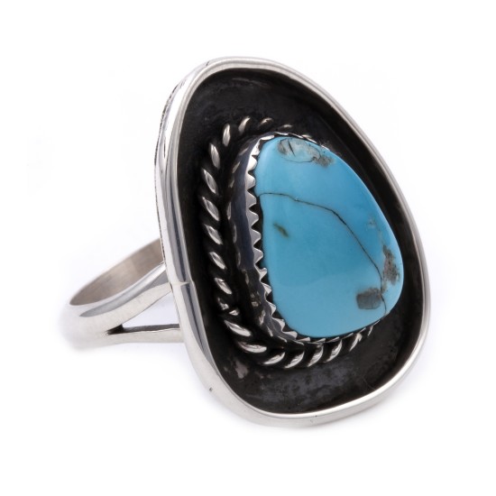 .925 Sterling Silver Certified Authentic Handmade Navajo Native American Natural Turquoise Ring  13226 All Products NB180527002437 13226 (by LomaSiiva)