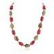.925 Sterling Silver Certified Authentic Navajo Coral Natural Turquoise Native American Necklace 17076